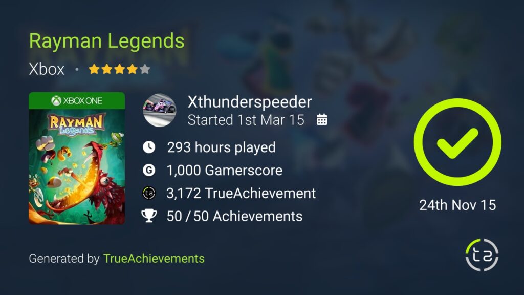 Rayman Legends Achievements Xthunderspeeder
