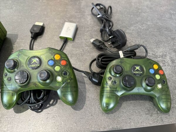 Original Xbox Crystal Green Console & 2 Controllers (USED) - Image 5