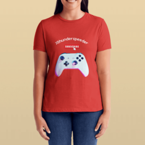 t-shirt red woman gaming