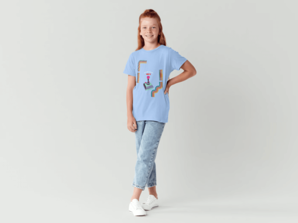 T-shirt Retro Gaming Light Blue Xthunderspeeder